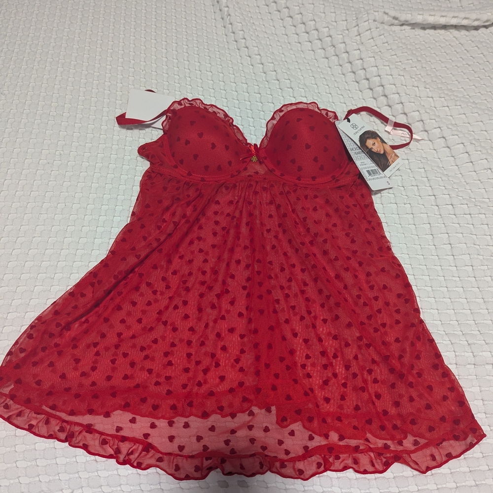 Red Heart Patterned Lingerie